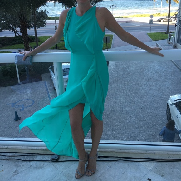 BCBGMaxAzria Teal Ruffle Maxi Dress - Picture 6 of 6